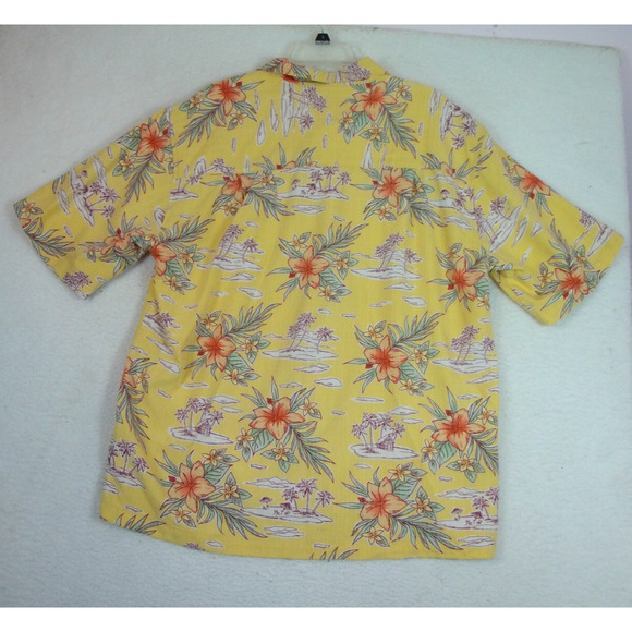 Joe Marlin Yellow Hawaiian Button‎ Up Pocket Shirt Size XXL Floral Short Sleeve - Picture 2 of 8